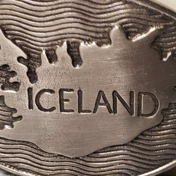 Iceland Belt Buckle- Silver Metal - Vintage - Picture 2 of 3